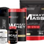 Kit Hipercalórico Waxy Mass Baunilha 3kg + Waxy Whey Baunilha 900g + Power Creatina 100g + BCAA 100g + Coqueteleira - Bodybuilders