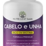 Cabelo e Unha Vitamina para Crescimento Capilar Unhas Fortes e Pele Saudável com Biotina Zinco e 16 Vitaminas Essenciais 60 Cápsulas da NUTRI-LEAF Saúde