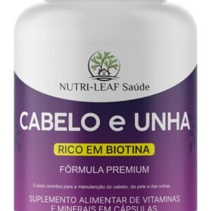 Cabelo e Unha Vitamina para Crescimento Capilar Unhas Fortes e Pele Saudável com Biotina Zinco e 16 Vitaminas Essenciais 60 Cápsulas da NUTRI-LEAF Saúde